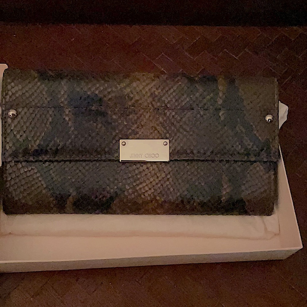 JIMMY CHOO snakeskin Varenne Clutch